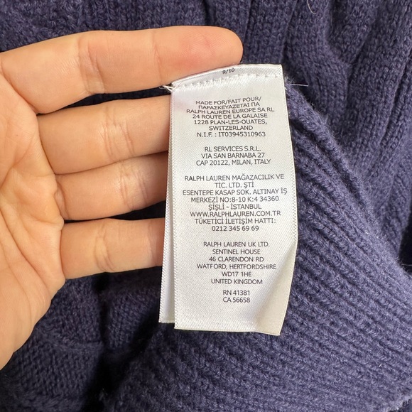 Ralph Lauren Women's Navy Blue Cable Knit Cardigan Sweater - Picture 6 of 8